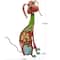19" Multicolor Metal Dog Garden Sculpture with Floral Pattern